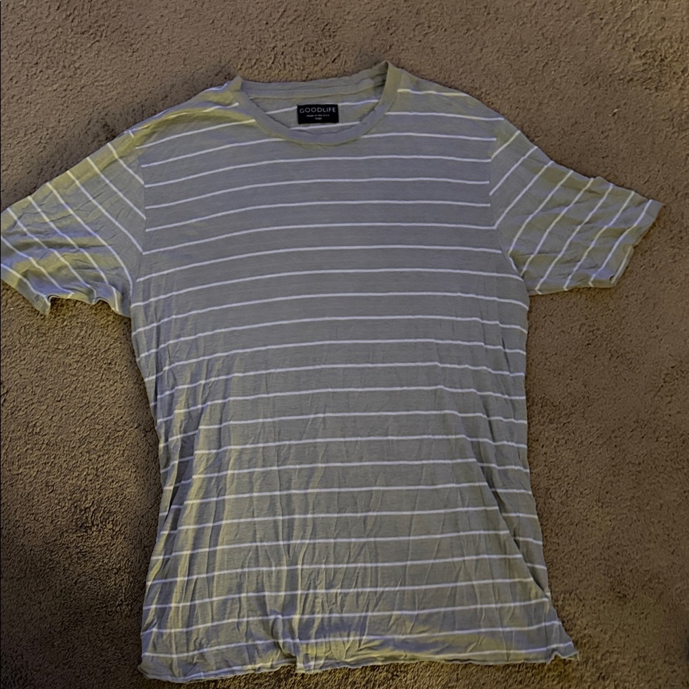 Goodlife Men's Light Green Striped Tee